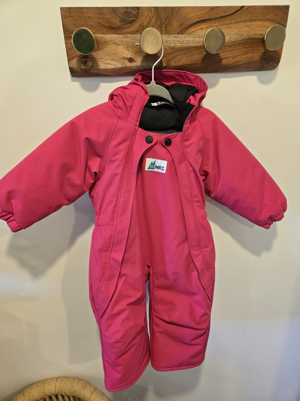 MEC Bright Pink Insulated One-Piece Snowsuit with Hood